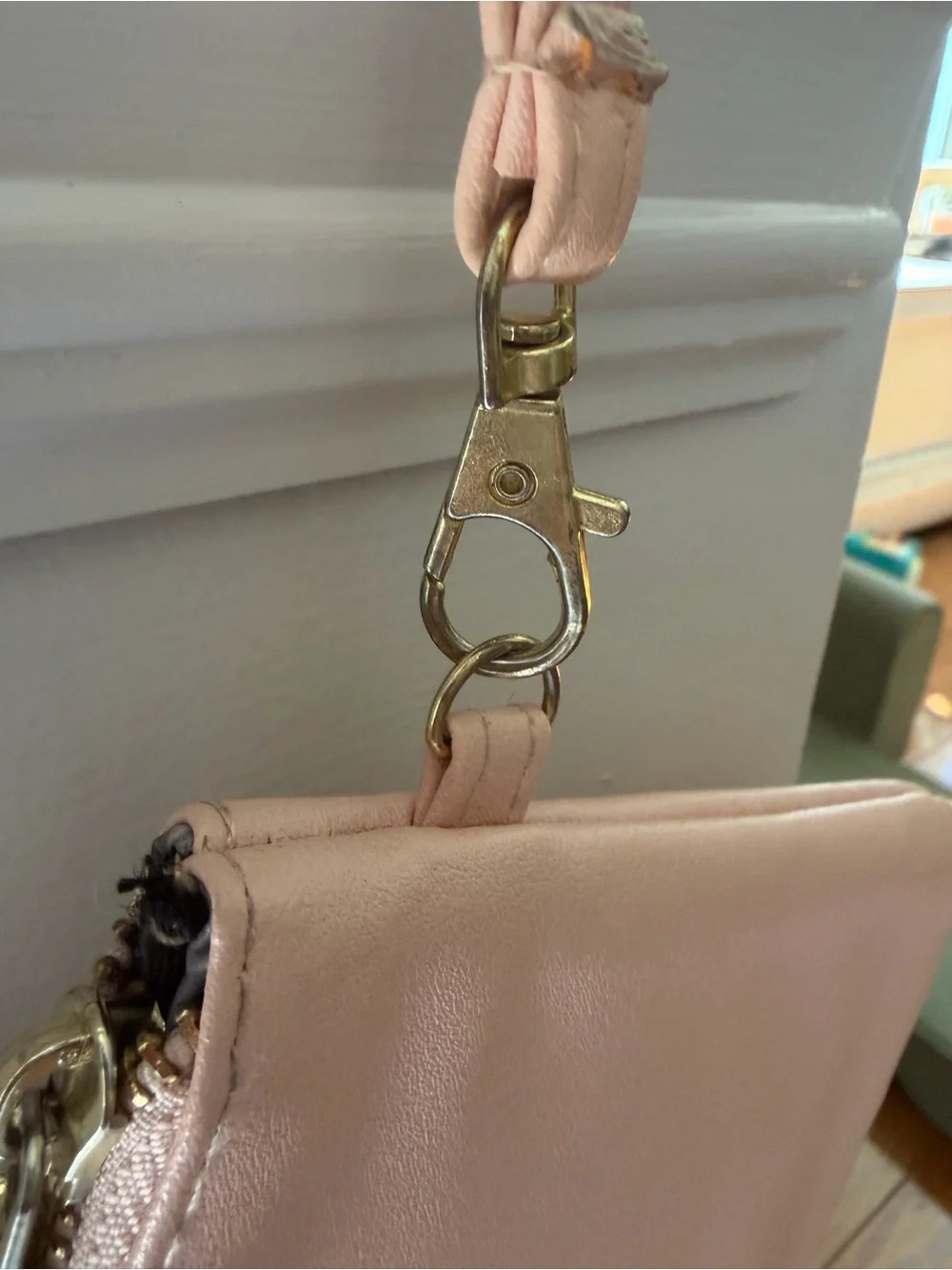 Adrienne Vittadini Blush Wristlet Clutch Vegan Leather Charging Port Included